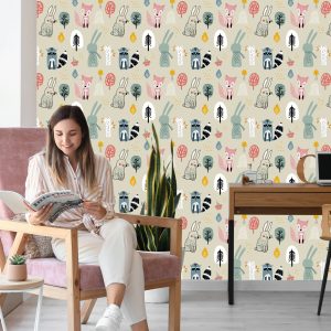 Papier Peint Pour La Chambre Des Enfants Animaux De La Forêt – Image 7