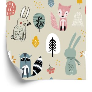 Papier Peint Pour La Chambre Des Enfants Animaux De La Forêt – Image 2