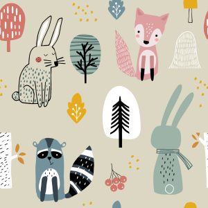 Papier Peint Pour La Chambre Des Enfants Animaux De La Forêt – Image 1