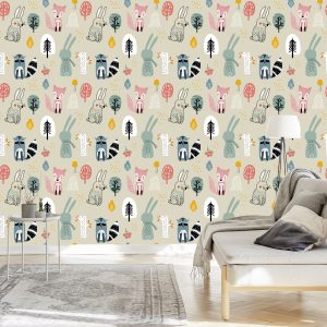 Papier Peint Pour La Chambre Des Enfants Animaux De La Forêt – Image 3
