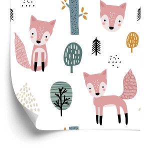 Papier Peint Renards Roses Dans La Forêt – Image 2