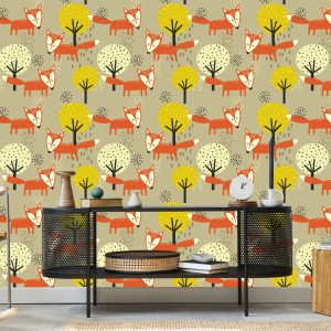 Papier Peint Renards Et Arbres Minimalistes – Image 5