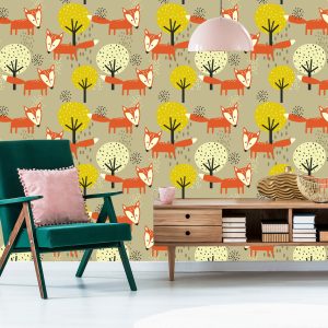 Papier Peint Renards Et Arbres Minimalistes – Image 6