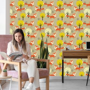 Papier Peint Renards Et Arbres Minimalistes – Image 7