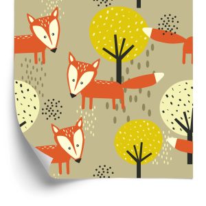 Papier Peint Renards Et Arbres Minimalistes – Image 2