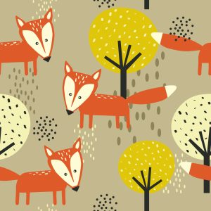 Papier Peint Renards Et Arbres Minimalistes – Image 1