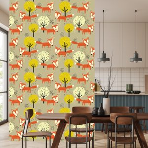Papier Peint Renards Et Arbres Minimalistes – Image 4