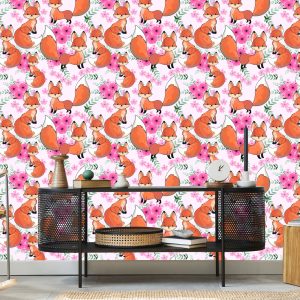 Papier Peint Beaux Renards Avec Des Fleurs – Image 5