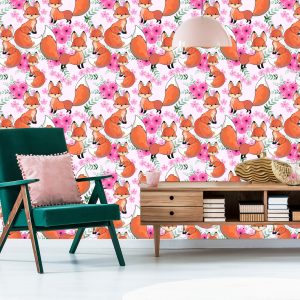 Papier Peint Beaux Renards Avec Des Fleurs – Image 6