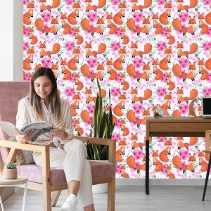 Papier Peint Beaux Renards Avec Des Fleurs – Image 7