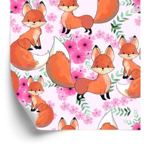 Papier Peint Beaux Renards Avec Des Fleurs – Image 2