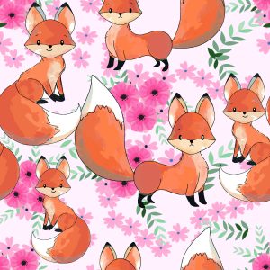 Papier Peint Beaux Renards Avec Des Fleurs – Image 1