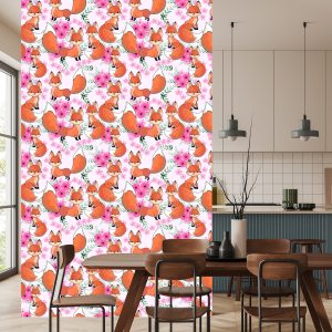 Papier Peint Beaux Renards Avec Des Fleurs – Image 4