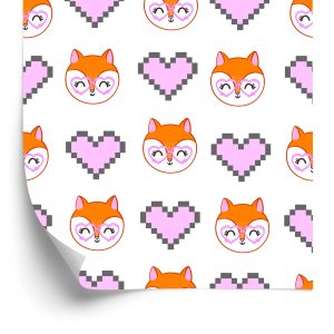 Papier Peint Joyeux Renards Avec Des Coeurs – Image 2