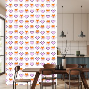 Papier Peint Joyeux Renards Avec Des Coeurs – Image 4