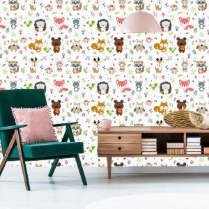 Papier Peint Animaux De La Forêt Heureux – Image 6