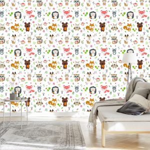 Papier Peint Animaux De La Forêt Heureux – Image 3