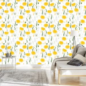 Papier Peint Fleurs De Pissenlit Avec Des Plantes De Champ – Image 3