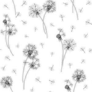 Papier Peint Fleurs De Pissenlit Noir Et Blanc – Image 1