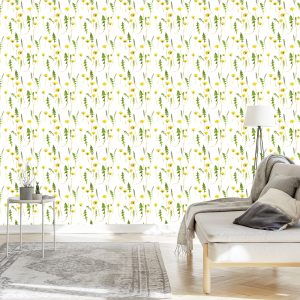 Papier Peint Fleurs De Pissenlit Avec Des Feuilles – Image 3