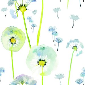 Papier Peint Pissenlits Colorés Peints À L'aquarelle – Image 1