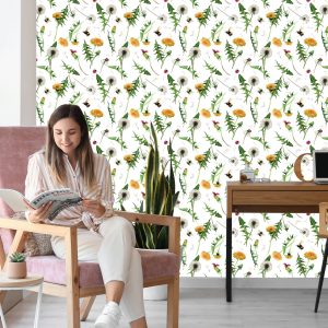 Papier Peint Fleurs De Pissenlit Avec Des Abeilles – Image 7