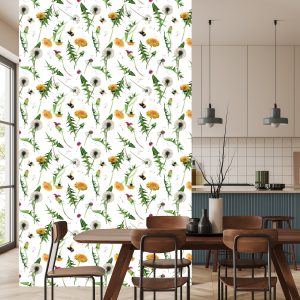 Papier Peint Fleurs De Pissenlit Avec Des Abeilles – Image 4