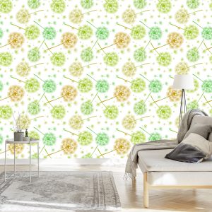 Papier Peint Pissenlits Vert-Jaune – Image 3