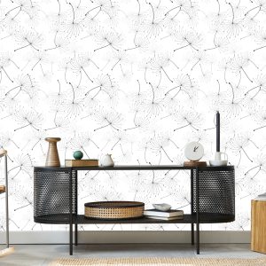 Papier Peint Graines De Pissenlit Noir Et Blanc Pour Chambre – Image 5