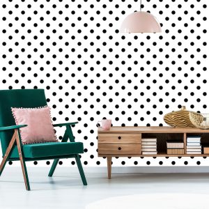 Papier Peint Pois Noirs Classiques Sur Fond Blanc – Image 6