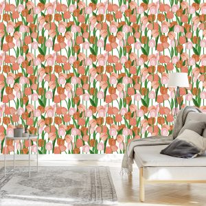 Papier Peint Tulipes De Printemps Dans Un Style Vintage – Image 3