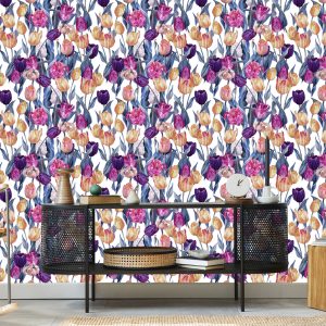 Papier Peint Tulipes Peintes Colorées – Image 5