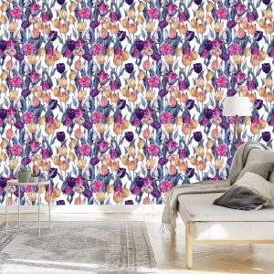 Papier Peint Tulipes Peintes Colorées – Image 3