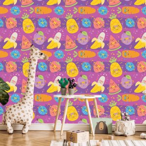 Papier Peint Pour Les Enfants - Fruits Et Légumes Colorés Dans Des Verres – Image 5