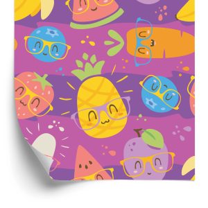 Papier Peint Pour Les Enfants - Fruits Et Légumes Colorés Dans Des Verres – Image 2