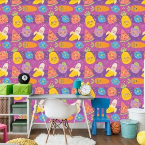 Papier Peint Pour Les Enfants - Fruits Et Légumes Colorés Dans Des Verres – Image 4