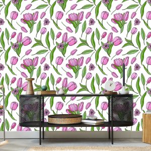 Papier Peint Tulipes En Fleurs Dessinées – Image 5