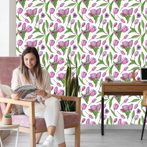 Papier Peint Tulipes En Fleurs Dessinées – Image 7