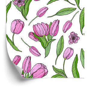 Papier Peint Tulipes En Fleurs Dessinées – Image 2