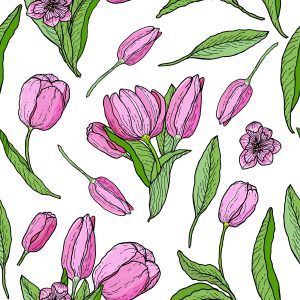 Papier Peint Tulipes En Fleurs Dessinées – Image 1