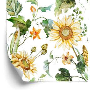 Papier Peint Sur Les Feuilles De Maïs De Tournesol De Couloir Modèle 3D – Image 2