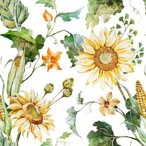 Papier Peint Sur Les Feuilles De Maïs De Tournesol De Couloir Modèle 3D – Image 1