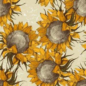 Papier Peint Fleurs De Tournesol Dans Un Style Vintage – Image 1