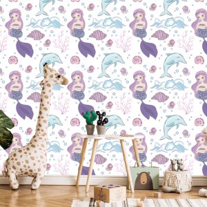 Papier Peint Sirènes Et Dauphins Colorés – Image 5