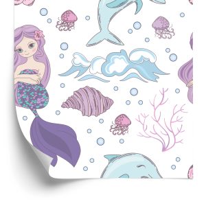 Papier Peint Sirènes Et Dauphins Colorés – Image 2