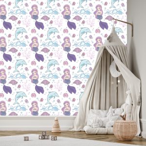 Papier Peint Sirènes Et Dauphins Colorés – Image 3