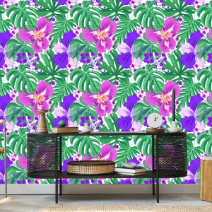 Papier Peint Fleurs Et Feuilles Exotiques – Image 5
