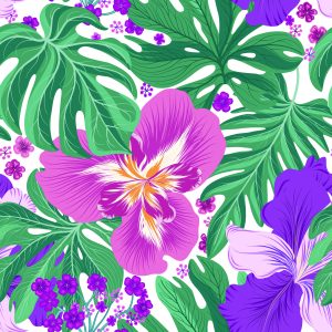 Papier Peint Fleurs Et Feuilles Exotiques – Image 1