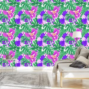 Papier Peint Fleurs Et Feuilles Exotiques – Image 3
