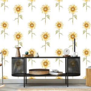 Papier Peint Tournesols Peints Vintage – Image 5